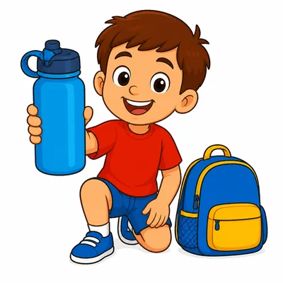 A child holding a reusable water bottle.