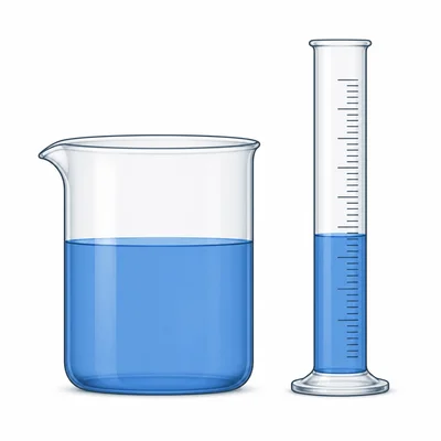 Beaker and graduated cylinder compared side by side.
