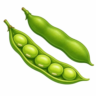 An opened bean pod with seeds inside.
