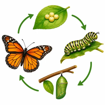 Butterfly stages arranged in a repeating cycle.