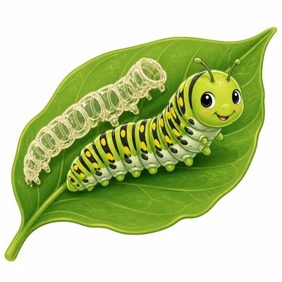 A caterpillar shedding its old skin as it grows.