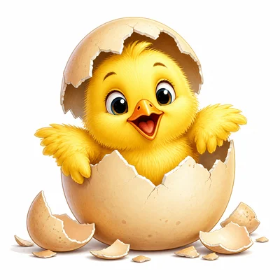 A chick hatching from a cracked egg.