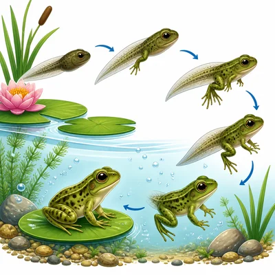 A tadpole growing front legs and back legs.