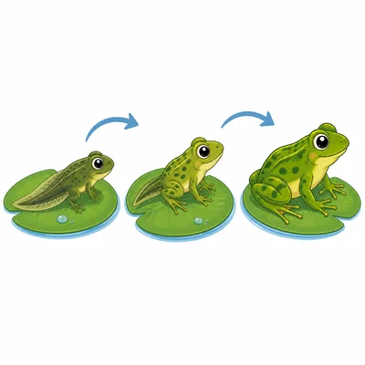 A froglet's tail shrinking as it becomes an adult frog.