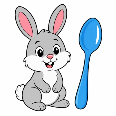 A rabbit beside a spoon