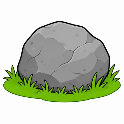 A gray rock on grass