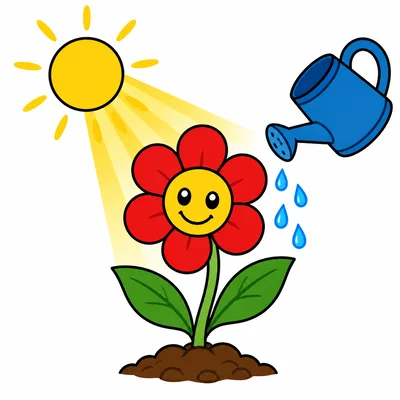 A flower growing with sunlight and water