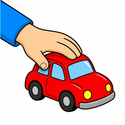 A hand pushing a red toy car