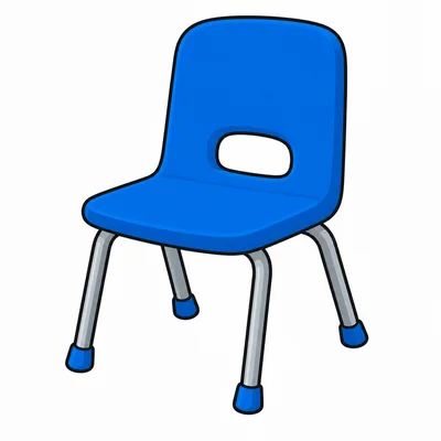 A blue classroom chair