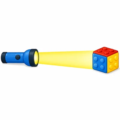 A flashlight shines a straight beam of light toward an object.