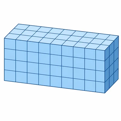 Rectangular prism made of small unit cubes.