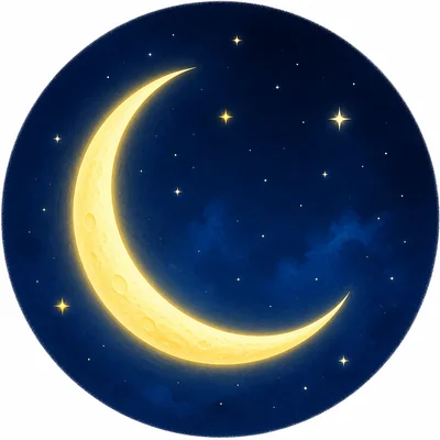 A thin crescent Moon shaped like a banana.