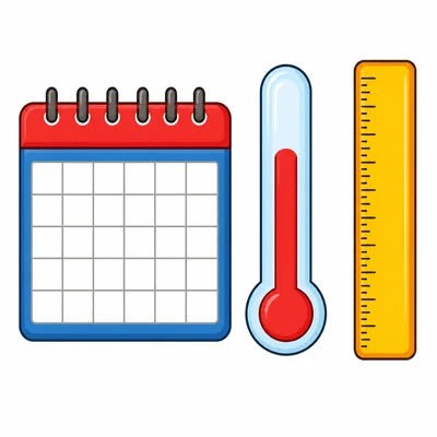 A calendar, thermometer, and ruler are shown as tool choices.