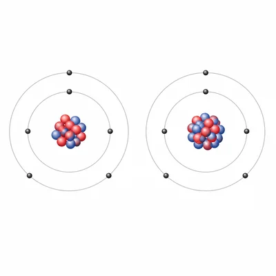 Two atoms with the same number of protons and electrons but different numbers of neutrons.