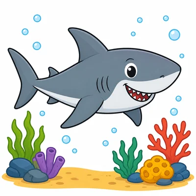 A shark with fins swimming.