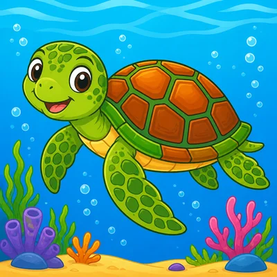 A sea turtle with a shell swimming.