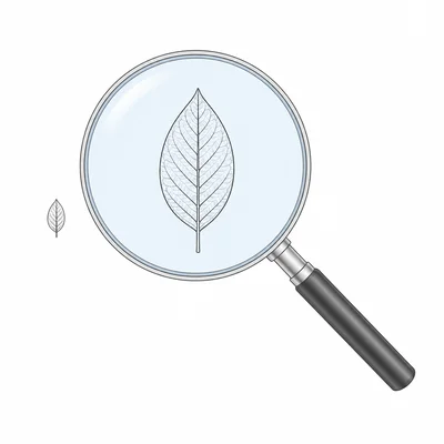 A magnifying glass makes a small object appear larger through a converging lens.