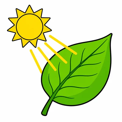 A leaf receiving sunlight