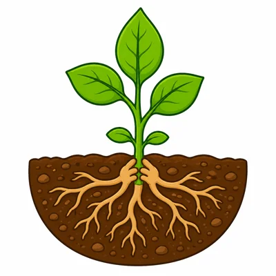 Roots holding a plant in the soil