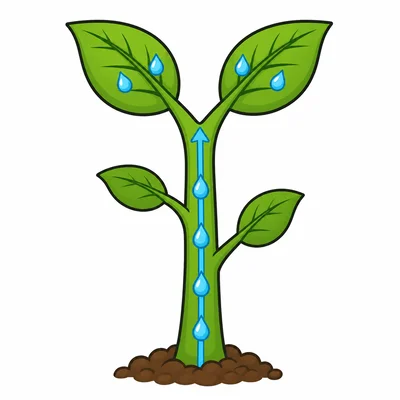 A stem holding up a plant and carrying water
