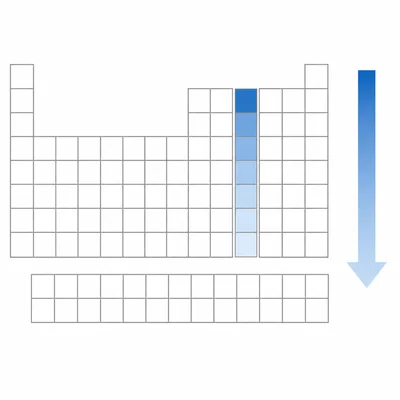 Periodic table column showing electronegativity decreasing downward.