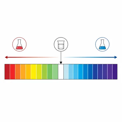 A pH scale with a marker at the neutral center.