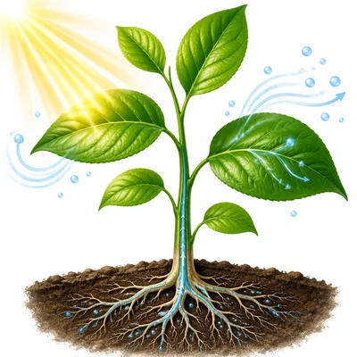 Leaves receive sunlight, water, and air to help make plant food.