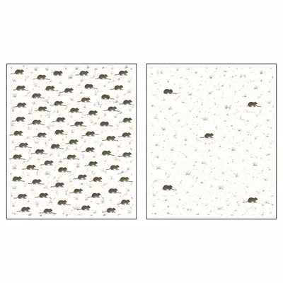 Two equal habitat plots showing many animals crowded in one and fewer animals spread out in the other.
