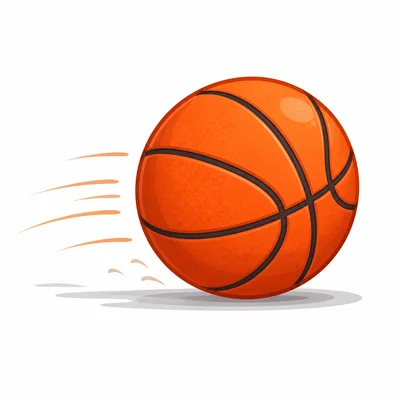 A firm basketball rolls on the floor but keeps its round shape.