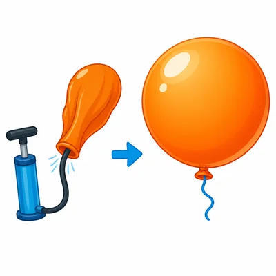 A balloon is filled with air and expands into a round shape.