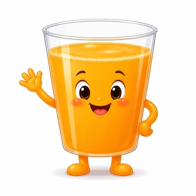 Juice fills a clear cup and takes the shape of the cup.