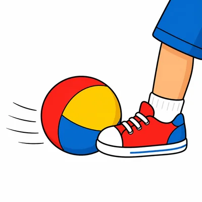 A foot stopping a rolling ball.
