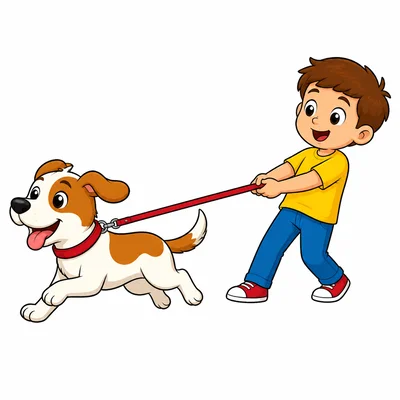 A dog pulling on a leash.