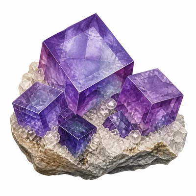 A mineral specimen with geometric crystal shapes.