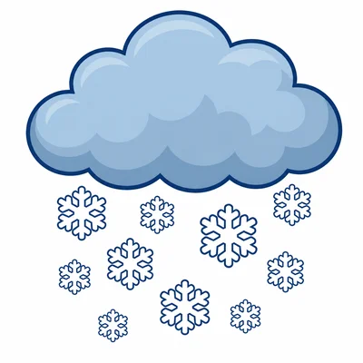 A cloud with snowflakes falling.