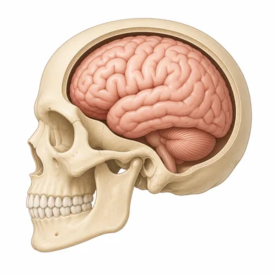 Skull protecting the brain.