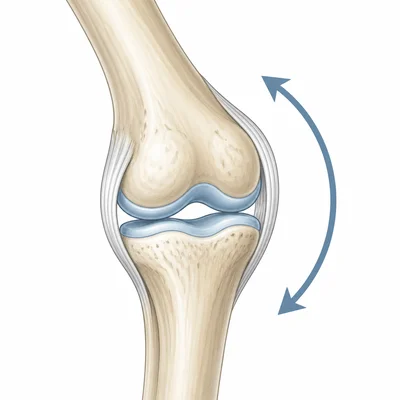 Movable joint with cartilage and ligaments allowing bones to bend.