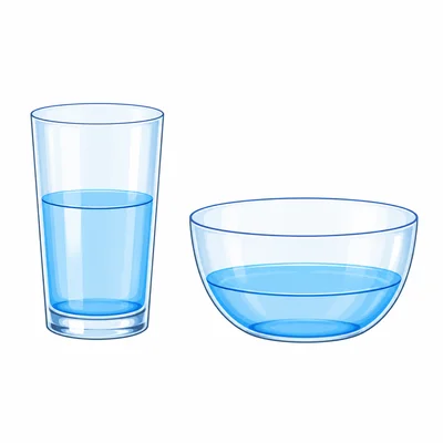 Water taking the shape of different containers.