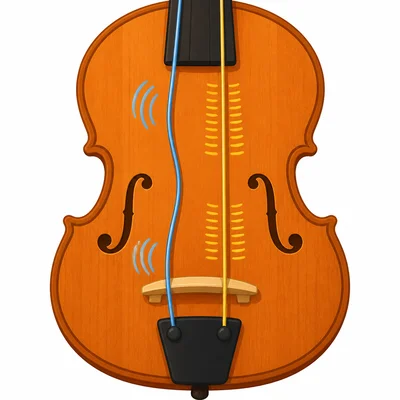 A loose string and a tight string on an instrument show different vibrations.