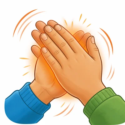 Hands rubbing together create warmth from friction.