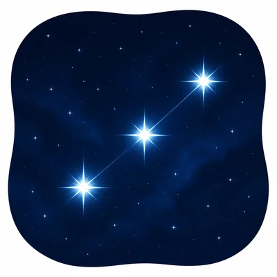 Three bright stars appear in a straight line.