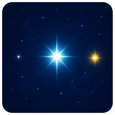 A simple star map shows three stars with different brightness.