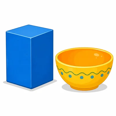 A solid block keeps its shape beside a bowl.