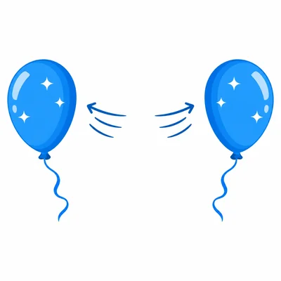 Two similarly charged balloons move away from each other.