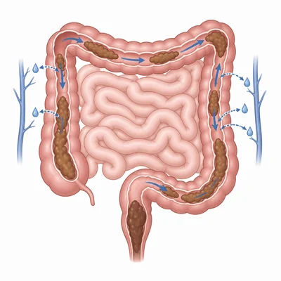 Large intestine absorbing water from leftover material.