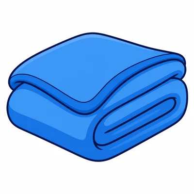 A soft folded blue blanket.