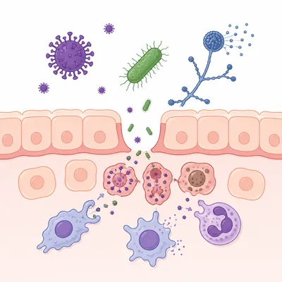 Pathogens entering the body and causing cells to be affected.