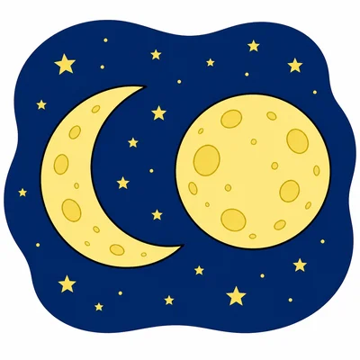 A crescent moon and a full moon.
