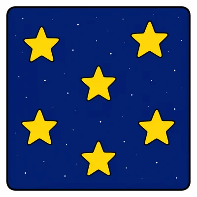 Six stars in the night sky.