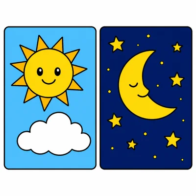 Day sky and night sky side by side.